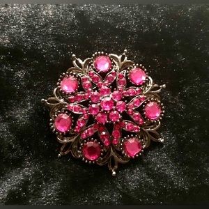 Vintage Pink Crystal Brooch & Necklace